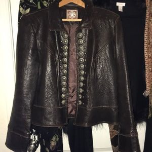 A Double D Ranch Brown Leather Jacket in Medium.